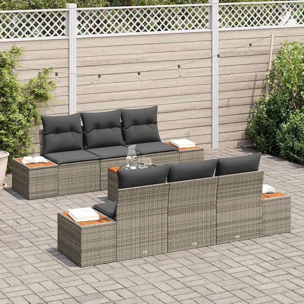 Set Divano da Giardino con cuscino 7 pcs Grigio Poly Rattan 3348030