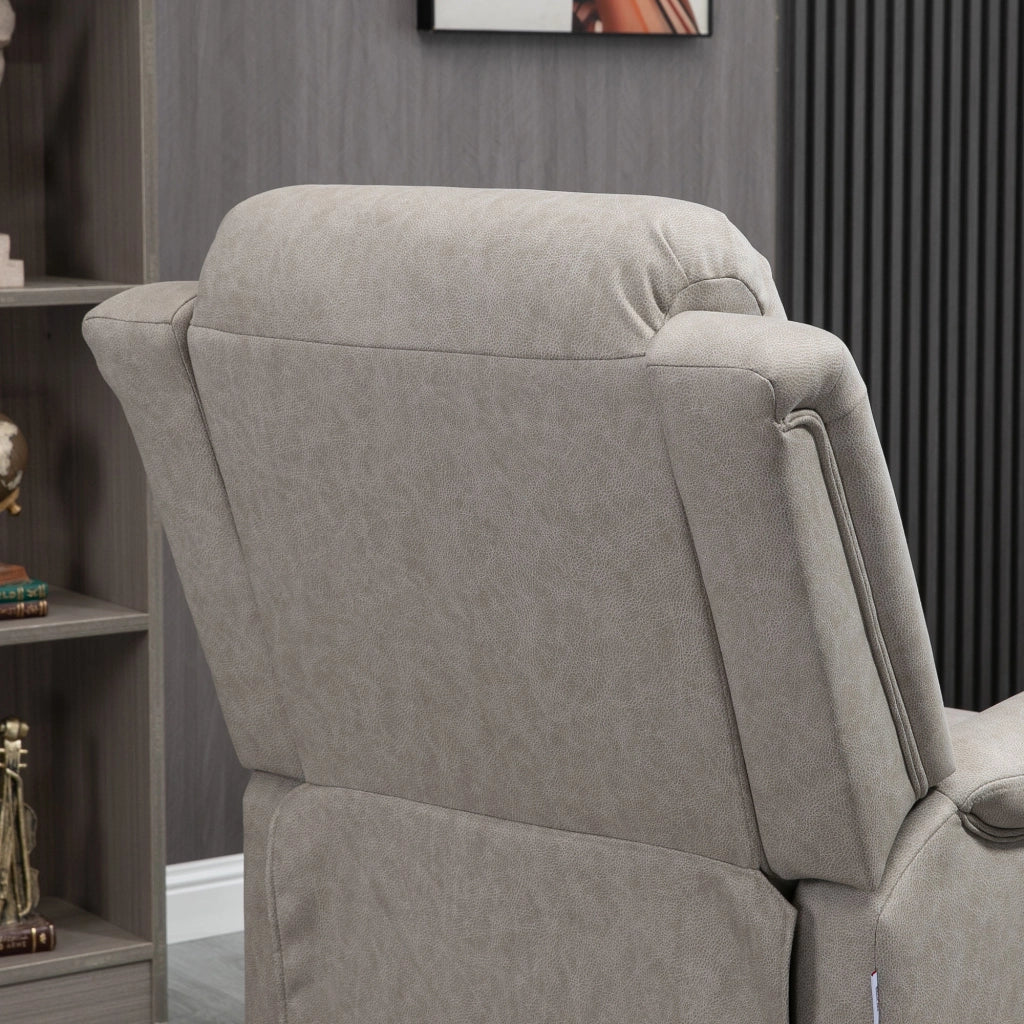 Easycomfort Poltrona Reclinabile Manualmente 135° con Poggiapiedi, Poggiatesta e Braccioli Imbottiti, 78x96x102 cm, Grigio
