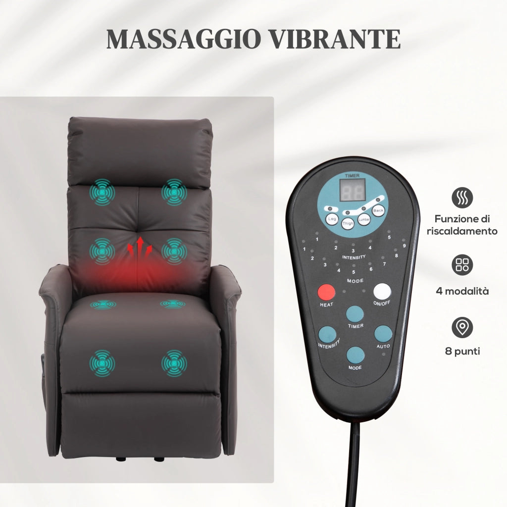 Poltrona Relax Alzapersona Reclinabile Massaggiante Riscaldamento ¨C Xylo ¨C Marrone