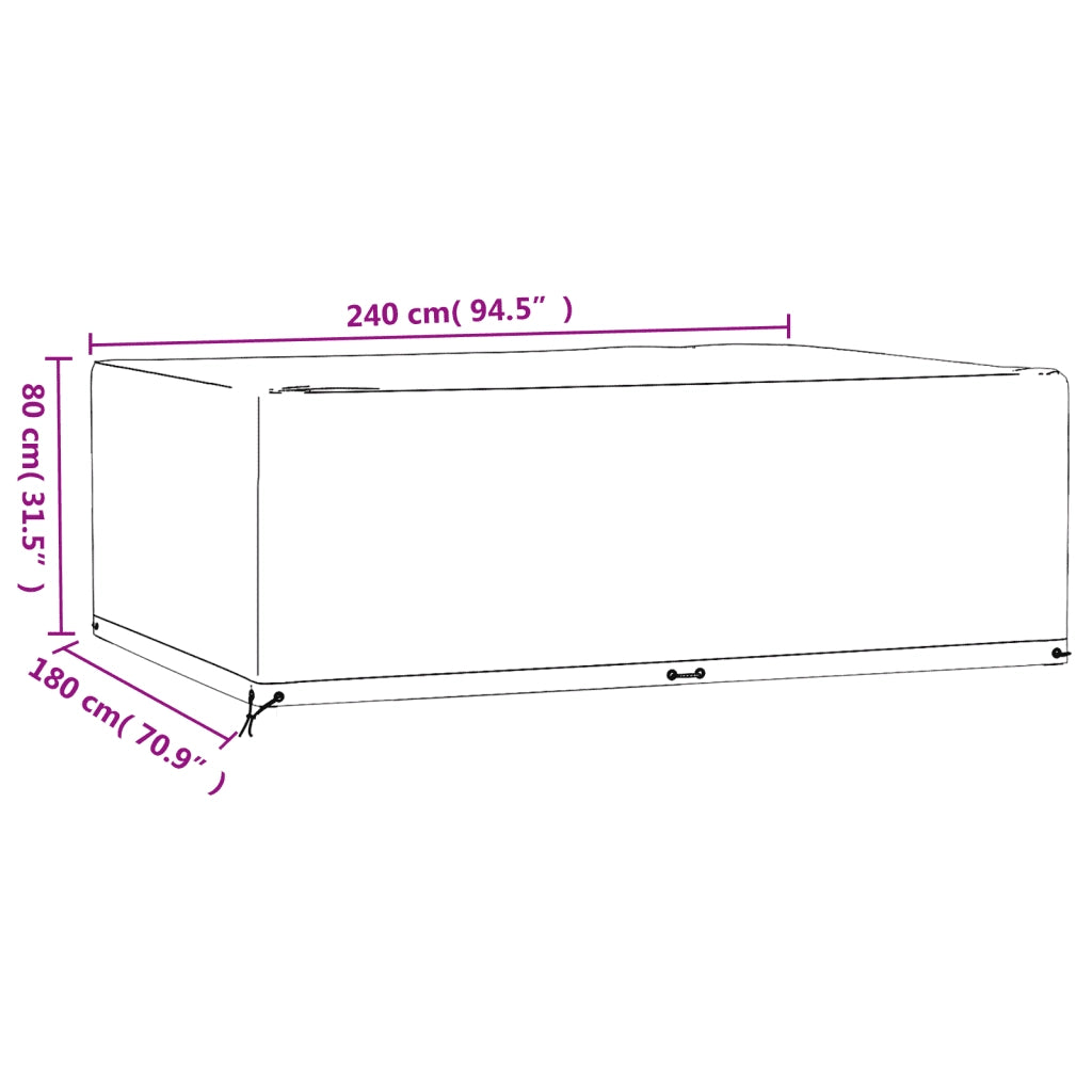 Copertura Mobili Giardino 12 Occhielli 240x180x80 Rettangolare 319301