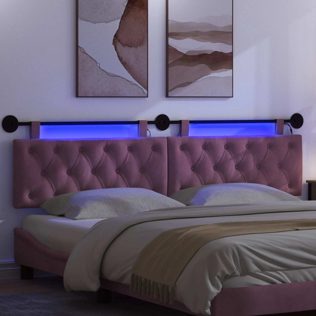 Testiera sospesa Con luce LED Viola Velluto 3424735