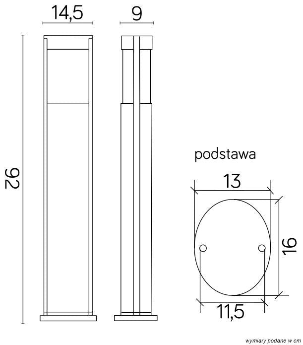 Paletto luce giardino 92cm E27 nero IP54 SU-MA ELIS