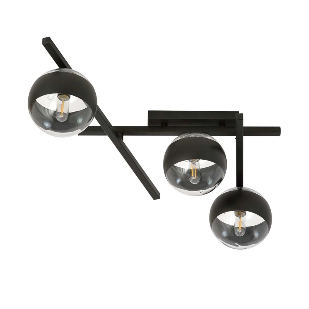 Plafoniera Moderna Teti Acciaio Nero 3 Luci E14 Ip20