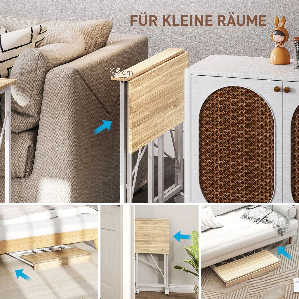 Scrivania pieghevole con ruote salvaspazio ¨C Xylo ¨C Acciaio MDF Naturale