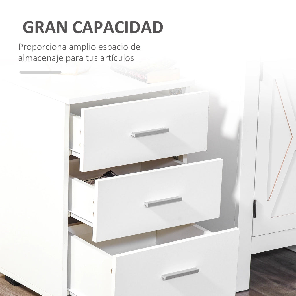Cassettiera ufficio con serratura e rotelle ¨C Xylo ¨C 3 cassetti 40x40x61,5 cm bianco