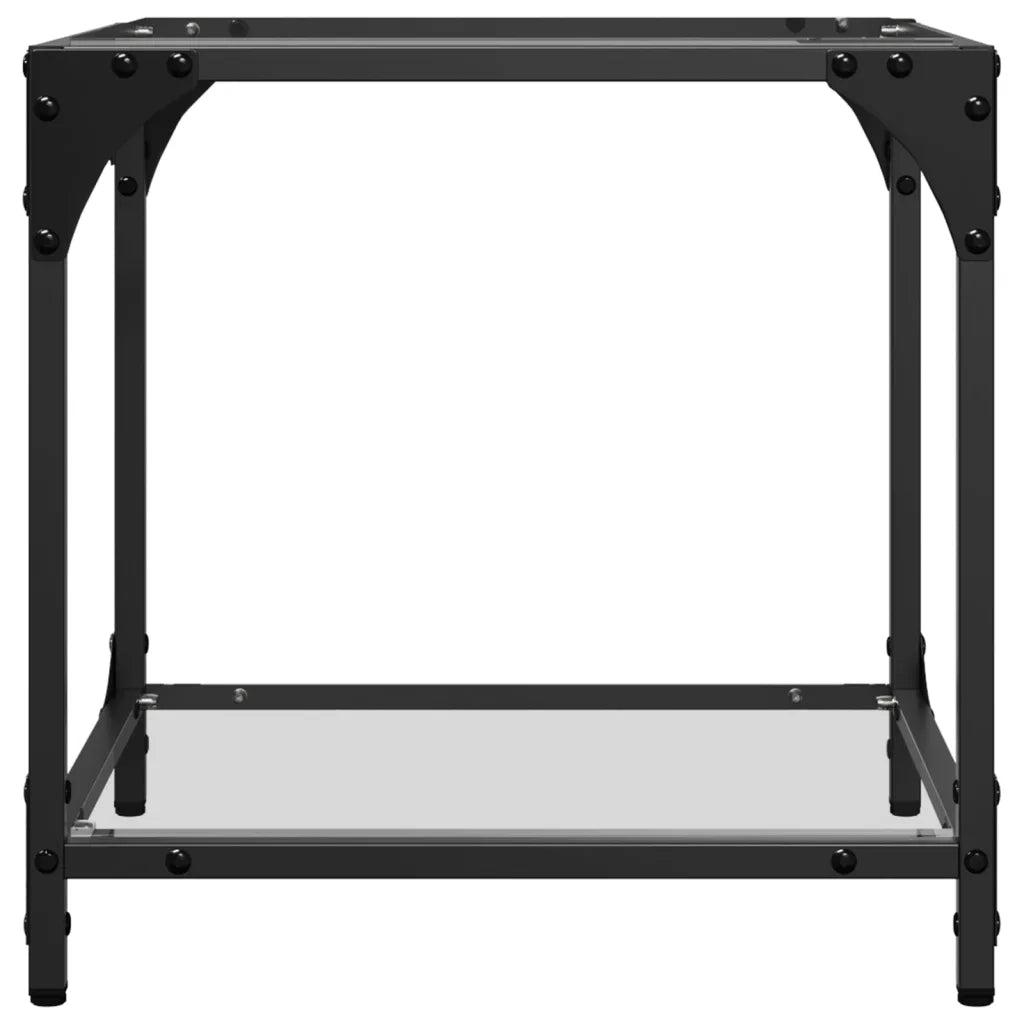 Tavolino Salotto con Piano Vetro Trasparente-Tavolino da soggiorno 40x40x40cm Acciaio 279123