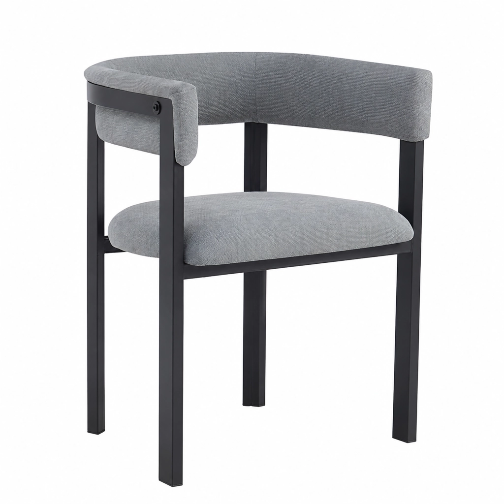 Sedia da pranzo Set da 6 con Schienale Semicircolare e Design Ergonomico in Ciniglia Grigio