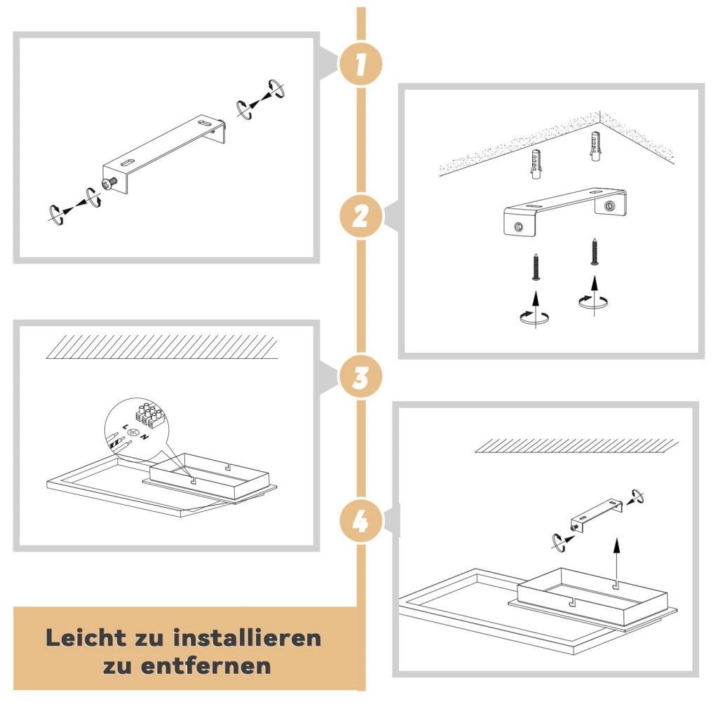 ZMH Lampada da soffitto plafoniera LED rettangolare nera retrò 3000K per camera letto