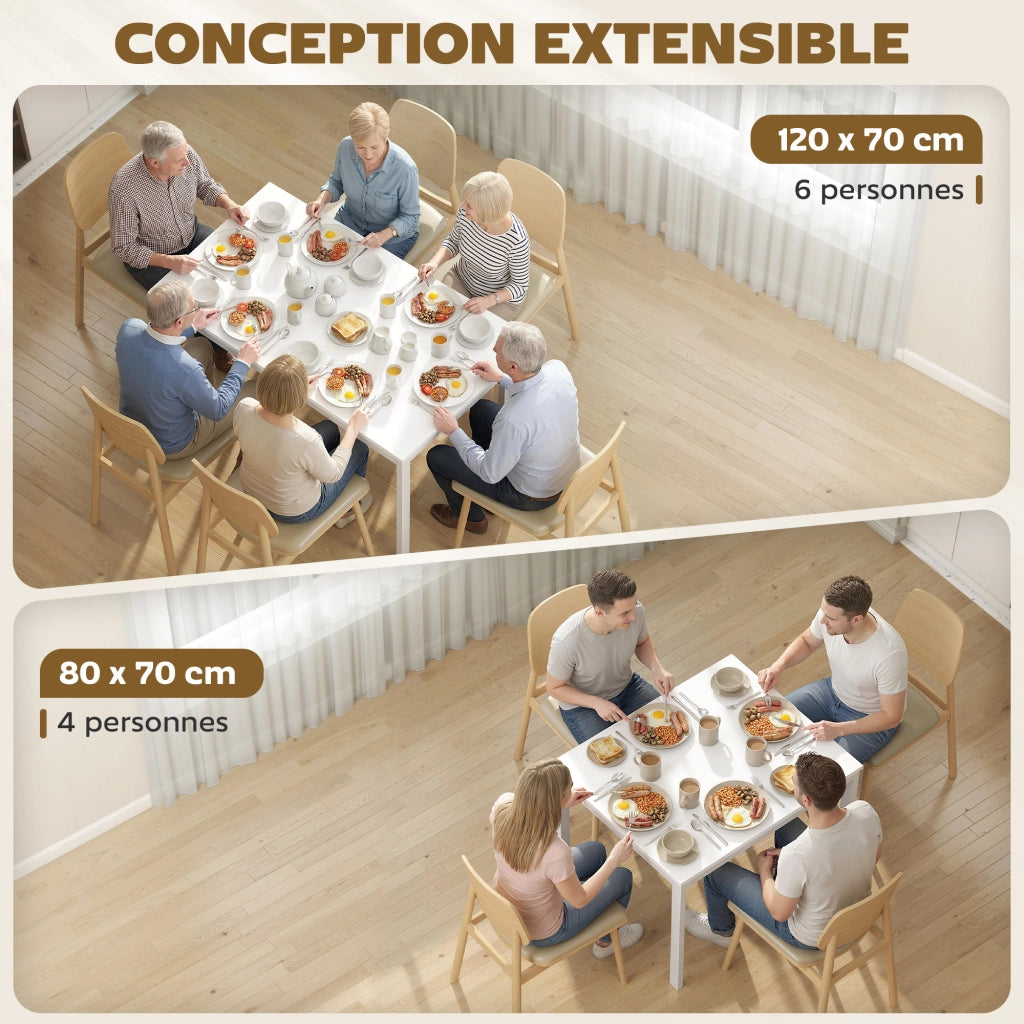 Tavolo da pranzo allungabile 80-120 cm bianco per 4-6 persone ¨C Xylo ¨C Con estensione scorrevole