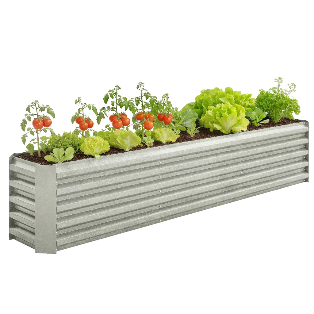 Letto da giardino rialzato in metallo ¨C zephmum ¨C 240x40x45cm grigio argento