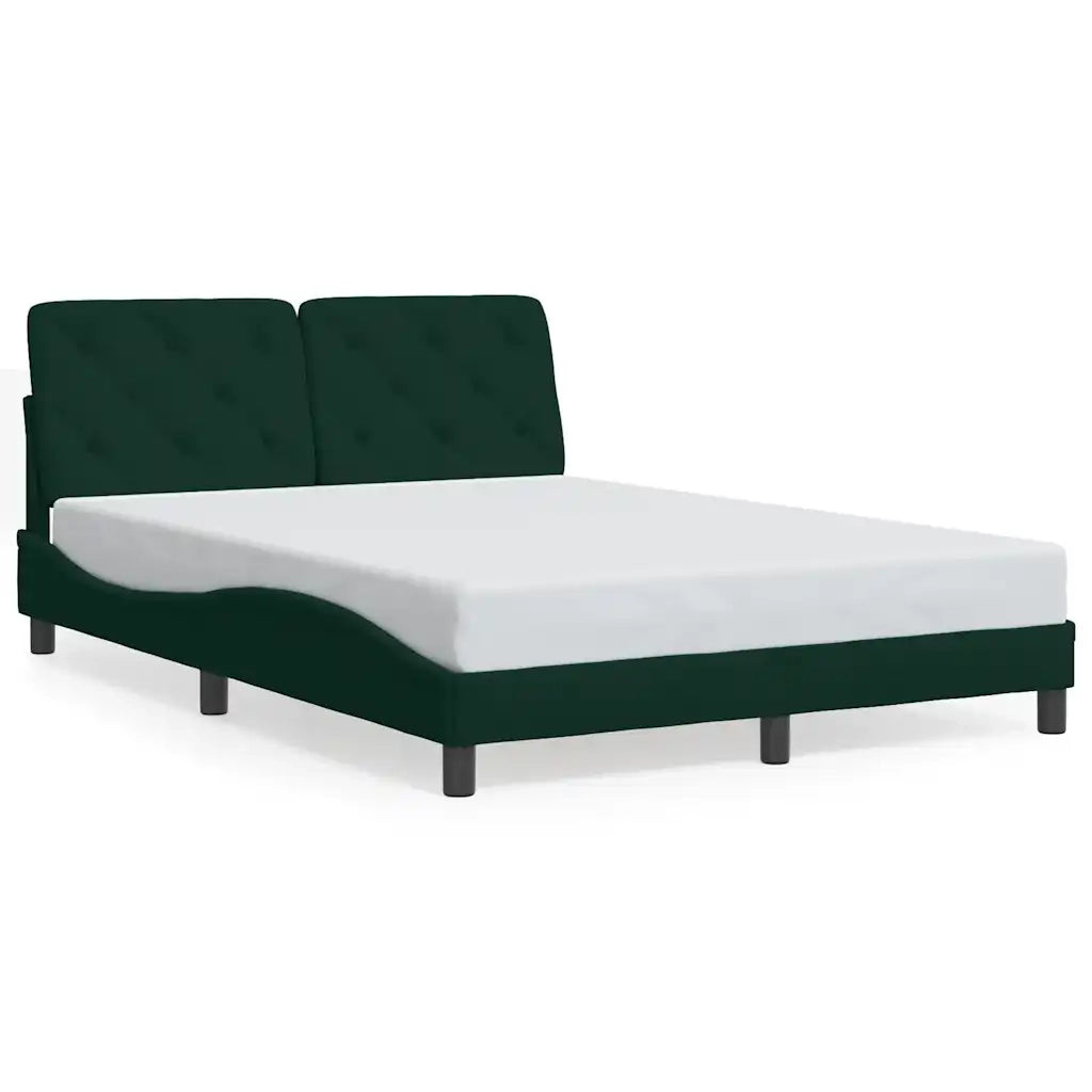 Giroletto con LED senza Materasso Verde Scuro 140x200 cm in Velluto