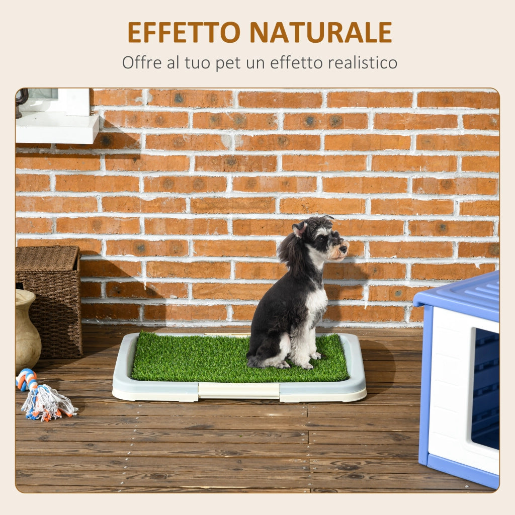 Lettiera per Cani 3 Strati con Prato Sintetico ¨C Zephmum ¨C Grigia 63x48.5cm