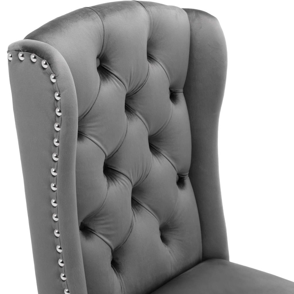Sedie da Pranzo in Velluto con Gambe in Legno ¨C Xylo ¨C Set 2 Pezzi, Grigio