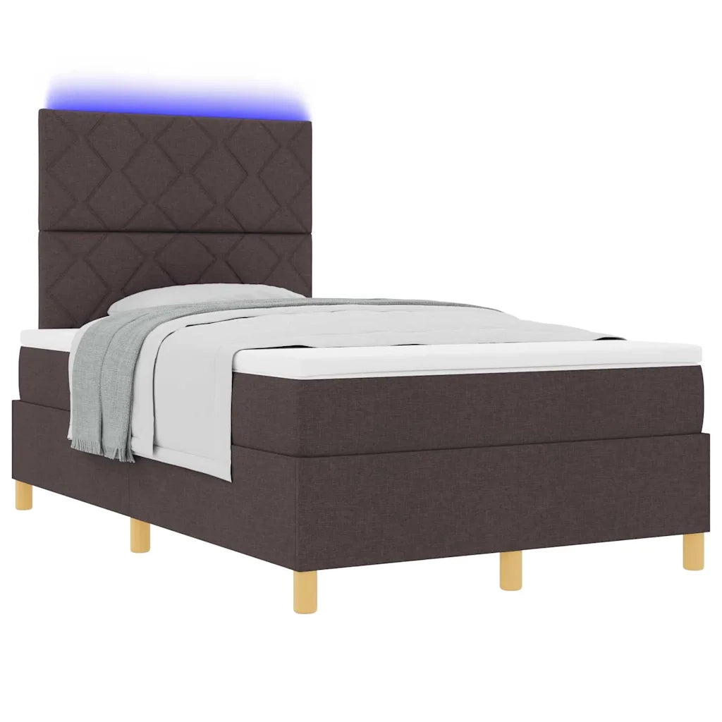 Letto a Sorgente LED Marrone Scuro 120 x 190 cm Tessuto 3343162