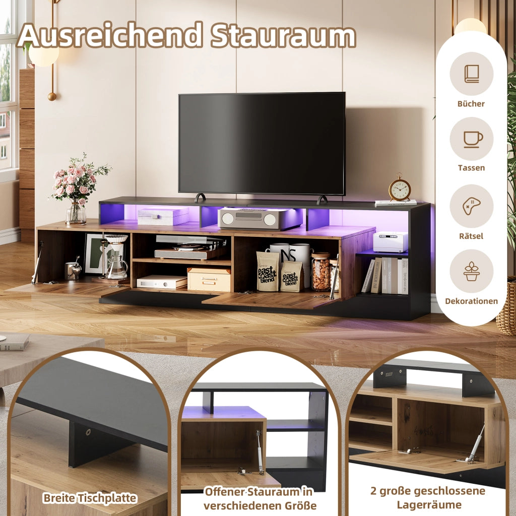 MOBILE TV 190x40x48,5 cm con LED rovere e nero