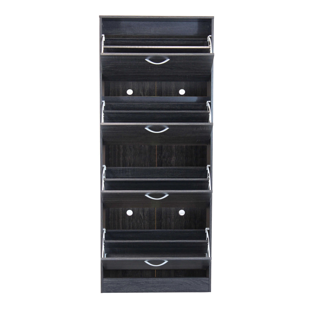 Scarpiera Salvaspazio 4 Ante a Ribalta 60x24x150h cm Legno Antracite - Mobile Ingresso LOLA