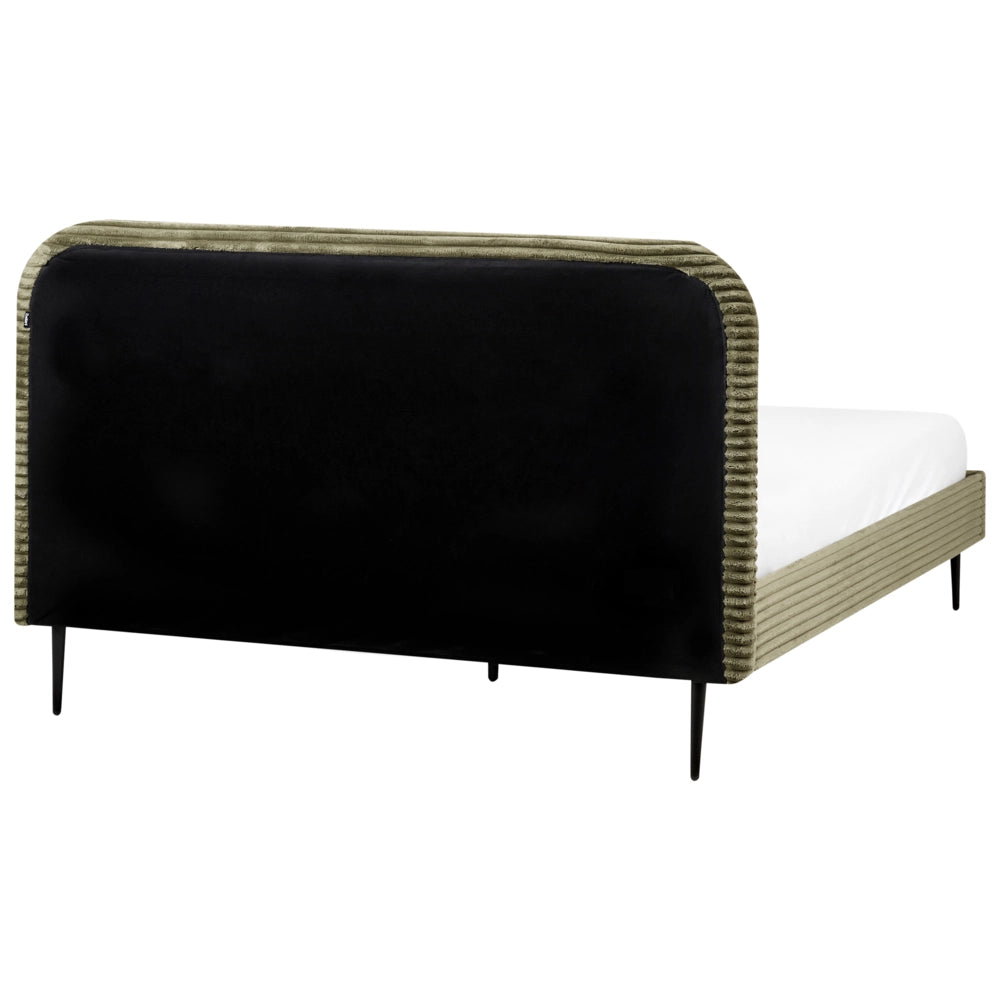 Letto verde velluto a coste testiera con rete a doghe 160 x 200 cm design minimalista