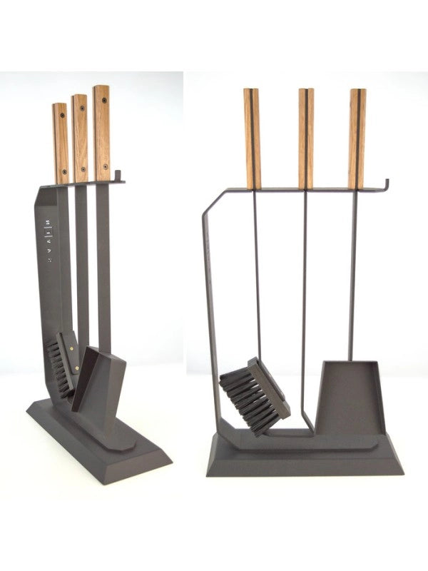 Set attrezzi per camino 3 pezzi in acciaio e legno - Set 6 L