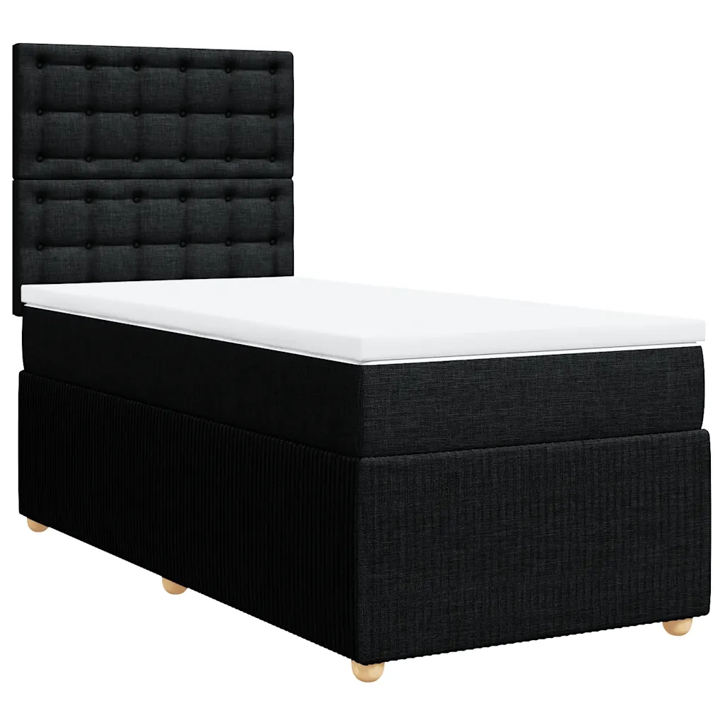 Giroletto a Molle con Materasso Nero 100x200 cm in Tessuto