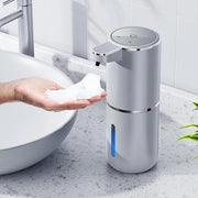 Dispensatore di sapone senza contatto 380 ml con attacco alla parete, sensor, ricarica USB - per bagno, cucina, ufficio, finitura argento