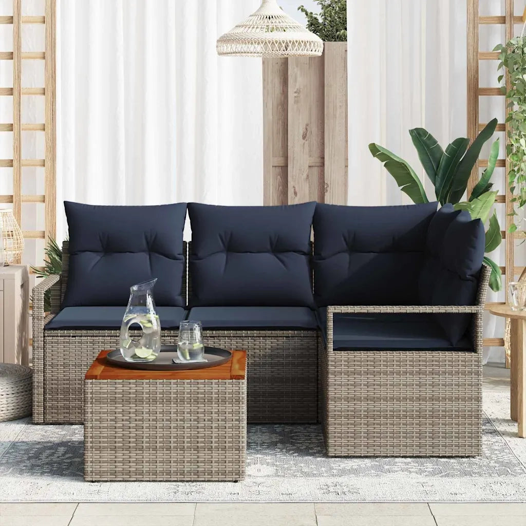 Set Divano da Giardino con cuscino 5 pcs Grigio polyrattan 3347703