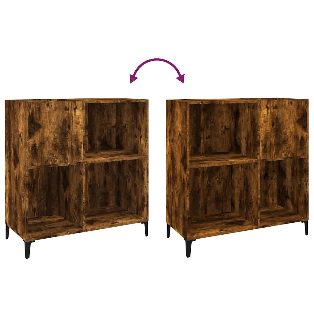 Mobile Porta Dischi Rovere Fumo 84,5x38x89 cm Legno Multistrato 832002