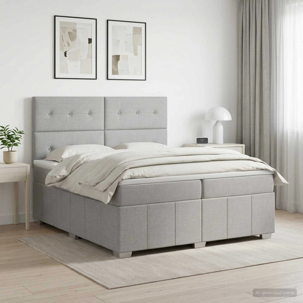 Letto box spring con materasso Grigio Chiaro 200 x 200 cm 3454218