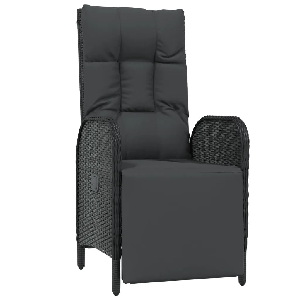 Set da Pranzo da Giardino 7 pz Nero con Cuscini in Polyrattan 3185066