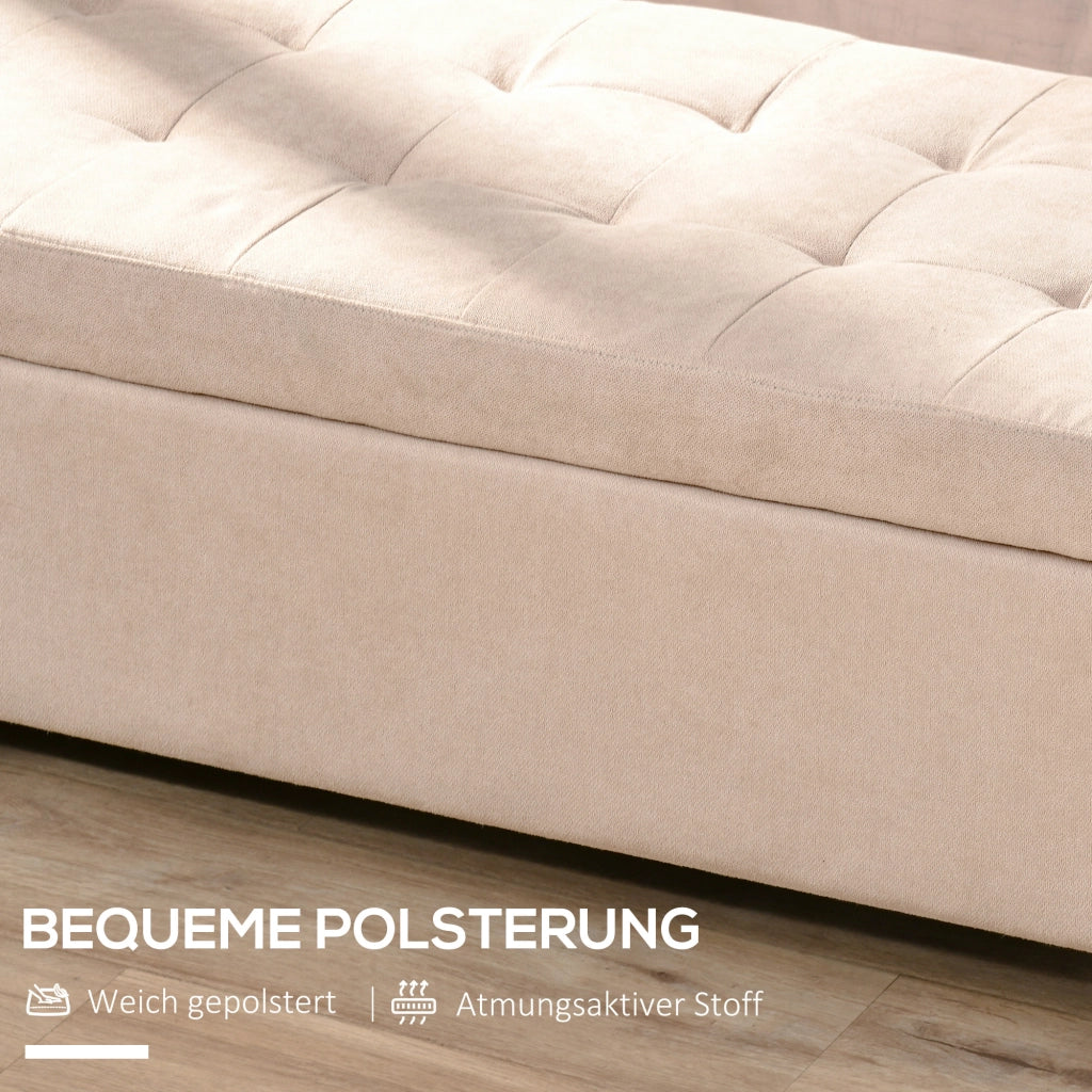 Divano letto contenitore imbottito ¨C zephmum ¨C beige 125x49x41.5 cm