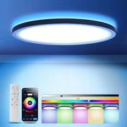 Lampada da soffitto per bagno - Illuminazione di sfondo RGB - regolabile - impermeabile - da camera da letto - da cucina - bianca - 30CM