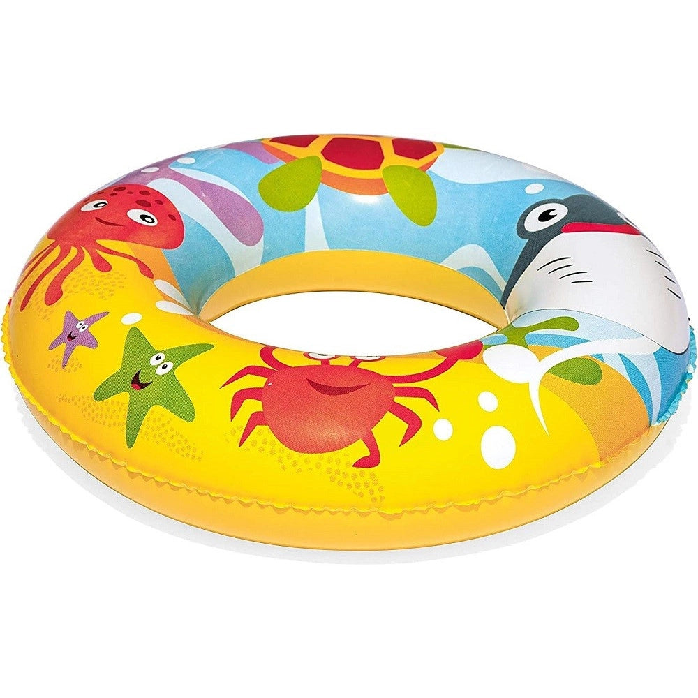 Trade Shop - Set Piscina Gonfiabile A 2 Anelli Per Bambini 122x20 Cm Con Palla Salvagente 51124 -