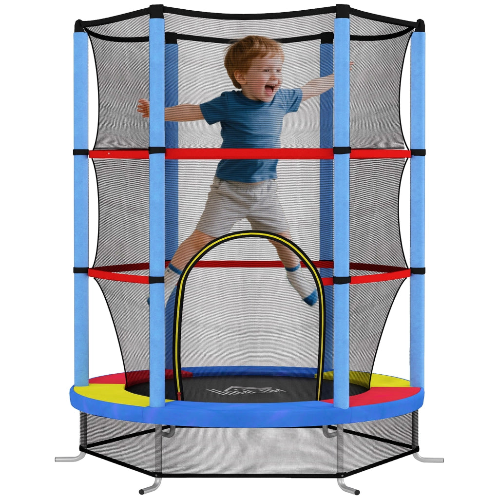 Trampolino elastico per bambini con rete di sicurezza ¨C zephmum ¨C 140x190 cm, multicolore