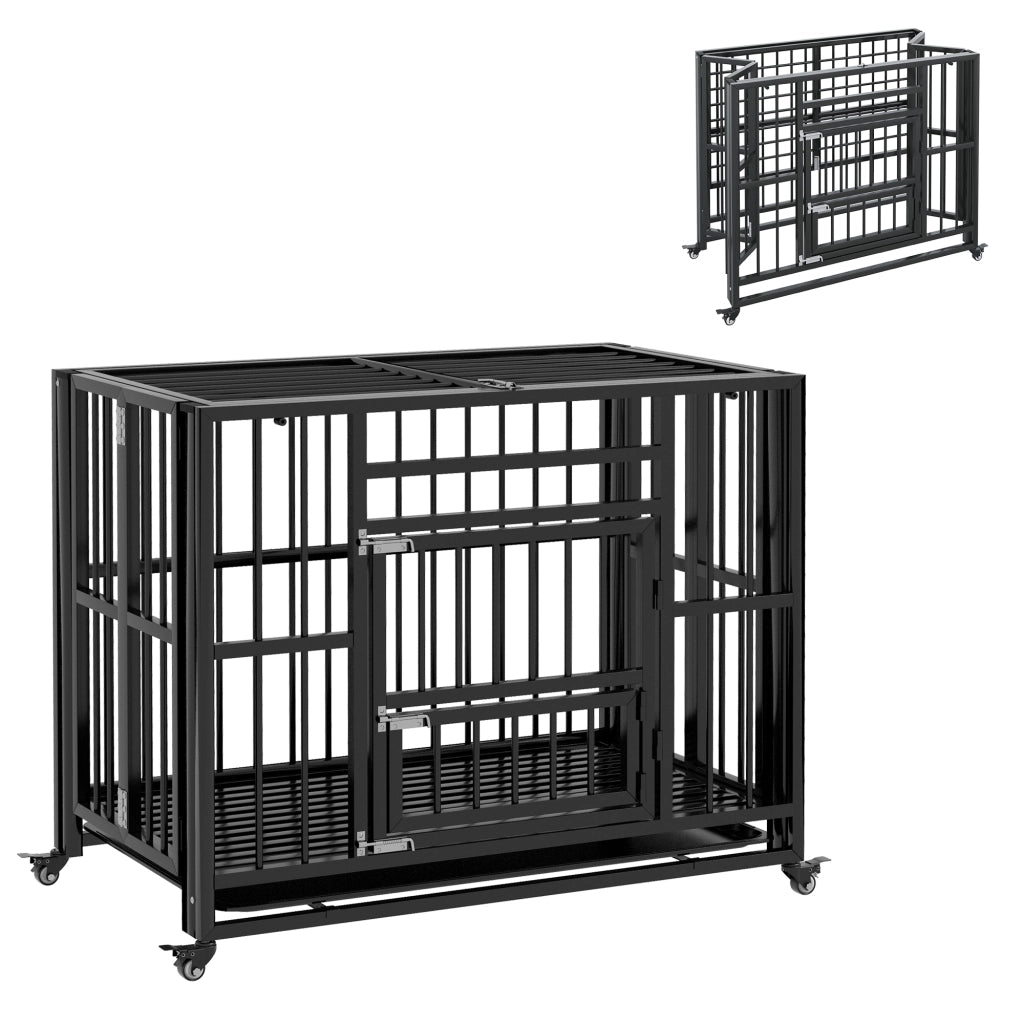 Gabbia per Cani con Ruote ¨C Xylo ¨C 94x58x78 cm Nero