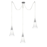 Lampada a sospensione RENOIR 3 Elementi - Struttura in Metallo Cromato e Diffusore in Vetro Soffiato Bianco Satinato, Attacco E27, IP20 - Rossini