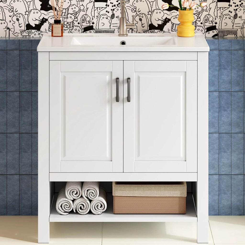 MOBILE BAGNO con lavabo integrato 76,5x47x83 cm MDF e ceramica bianco