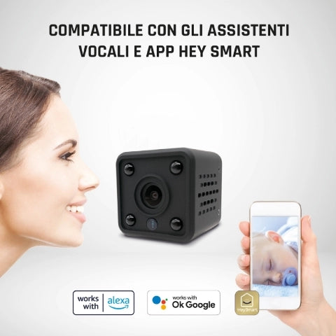 Mini telecamera wi-fi da interni hd 720p HeyCam Mini