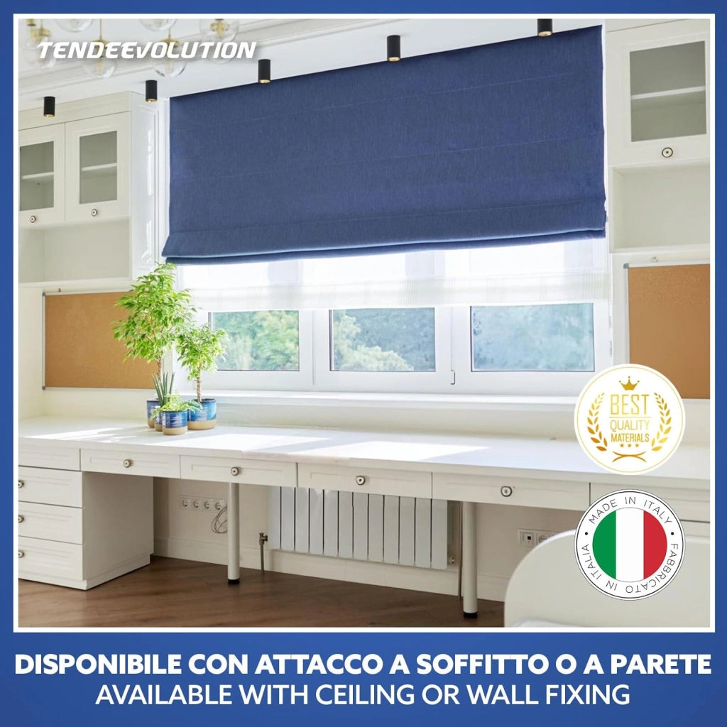 BASTONE BINARIO PER TENDA A PACCHETTO CON 9 CALATE A SGANCIO RAPIDO IN ALLUMINIO BIANCO LUNGHEZZA 260 CM Attacco Soffitto COMANDO A DESTRA