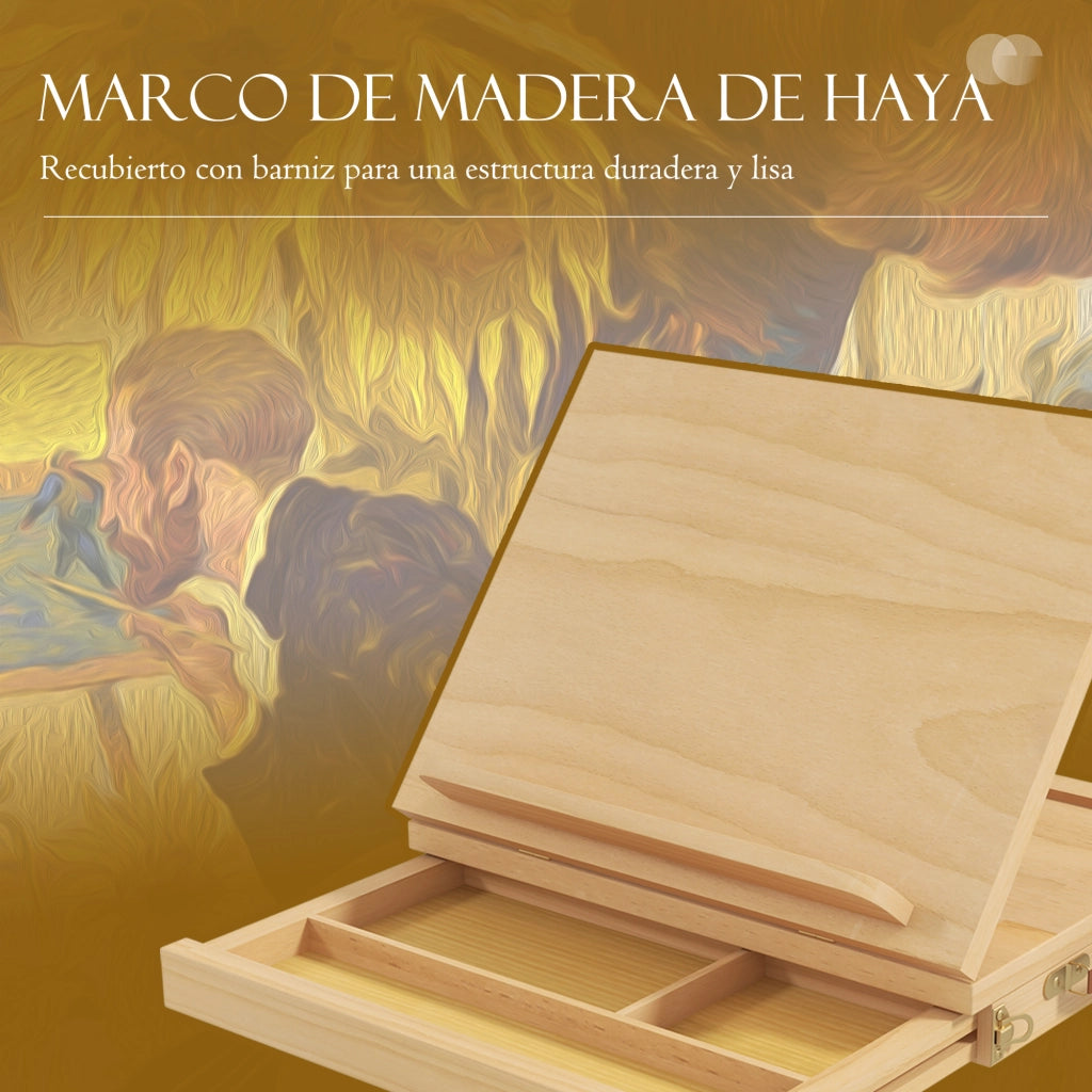 Cavalletto da Tavolo Pieghevole ¨C Xylo ¨C Legno Naturale con Cassetto 33,5x26x26 cm