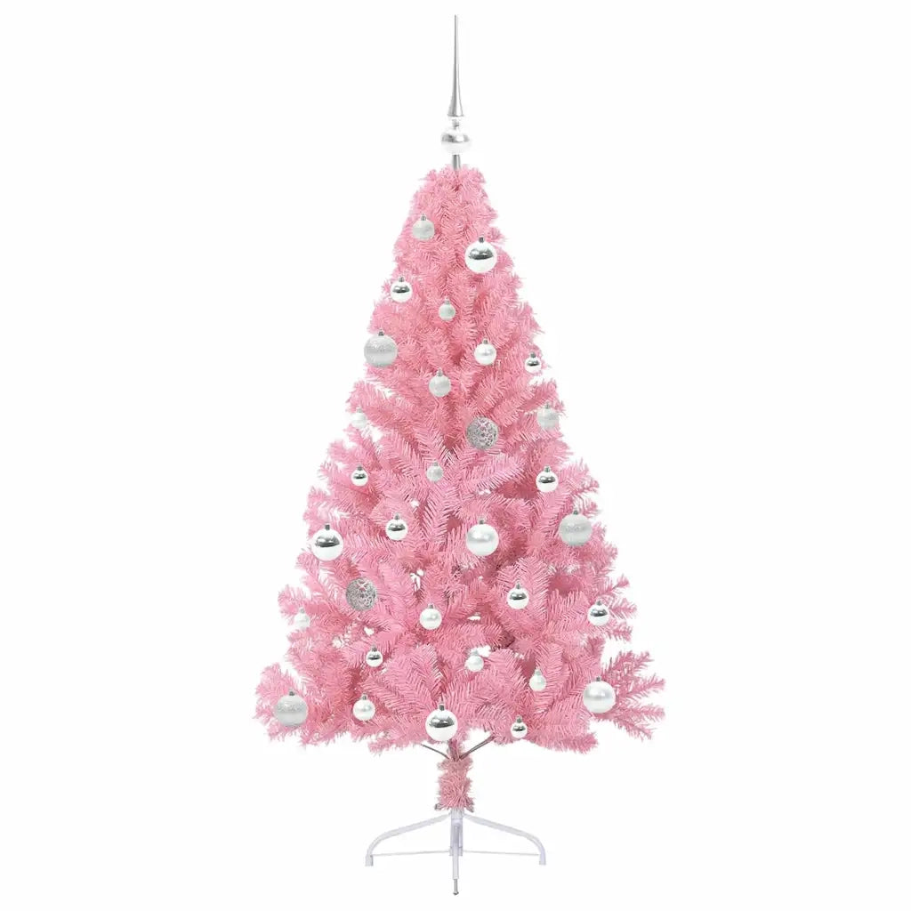 Albero di Natale | Decorazioni natalizie artificiale con luci integrate Rosa 150 cm PVC