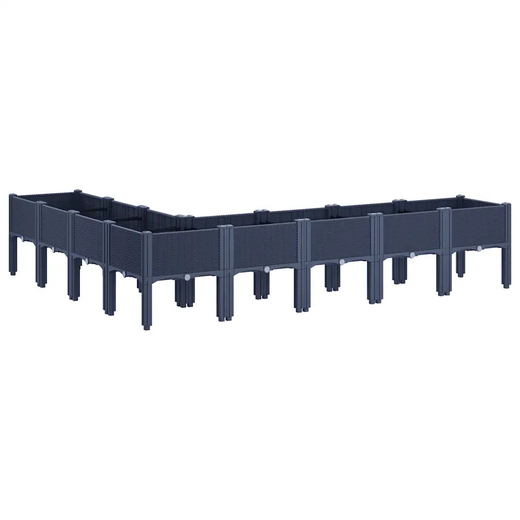 Fioriera | Cassetta per fiori | Vaso da Giardino con Gambe Grigio Blu 200x160x42 cm in PP