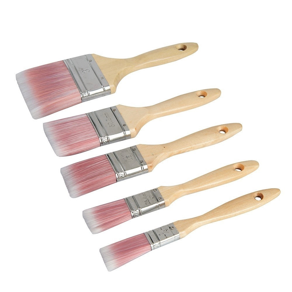 Trade Shop - Kit 5 Pennelli Pennello Setola Lunga X Pittura E Smalto Pittore Bricolage -