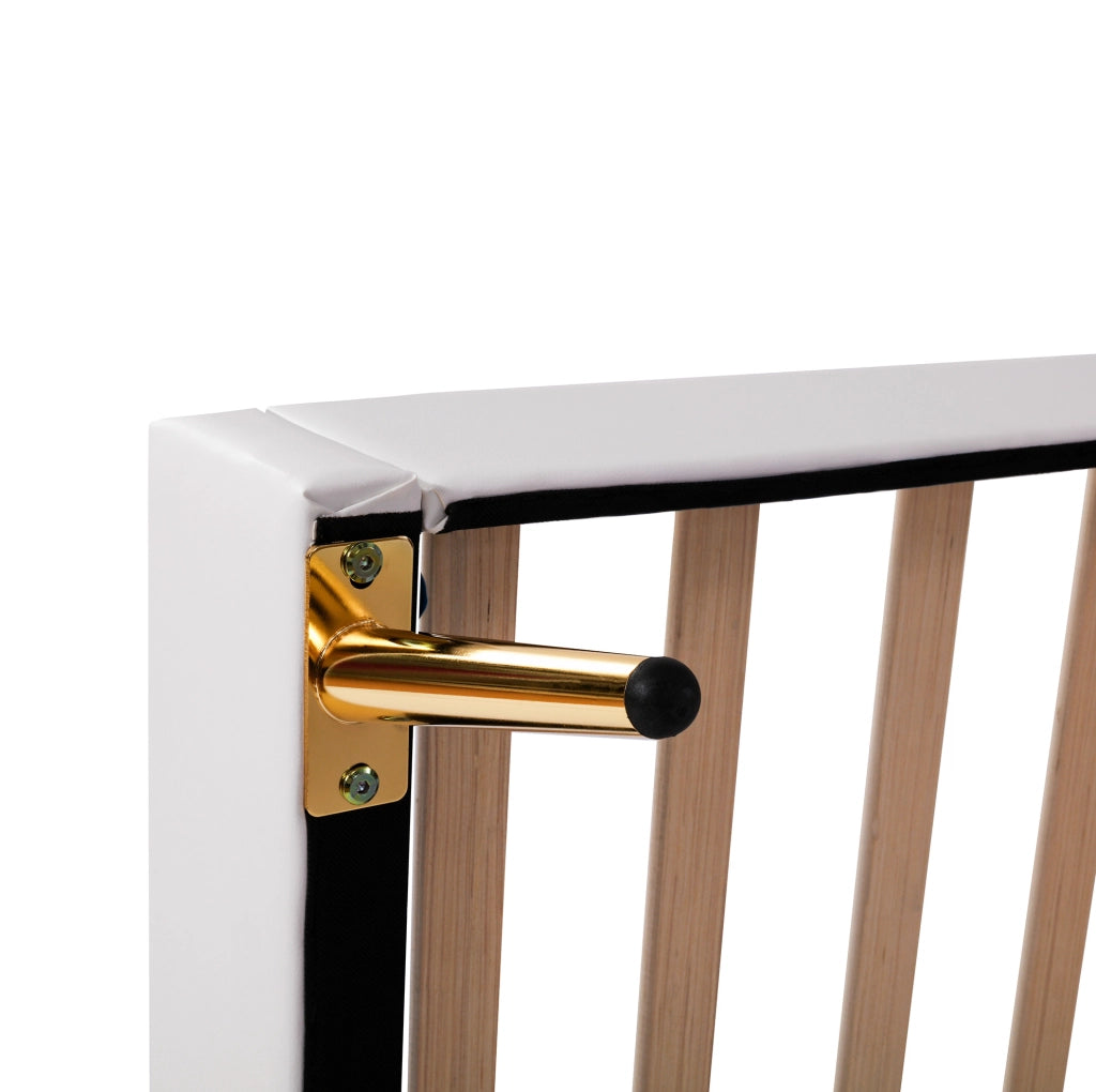 Letto per bambini imbottito 90x200 cm bianco con testiera a conchiglia e LED