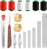 Set di ago per cucire a mano da 37 ago con occhio grande - ago da cucire - ago da cucire con trapano - ago da cucire con gancio - viti per ago - astuccio per ago