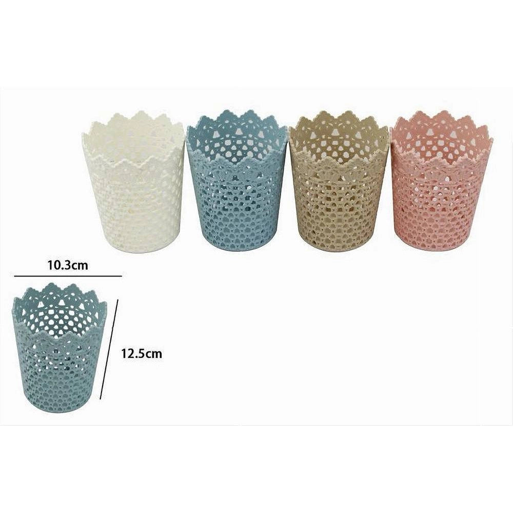 Trade Shop - 3pz Cestino Portaoggetti Organizzatore Casa Cesto In Plastica ø10.3x12.5cm 79476 -