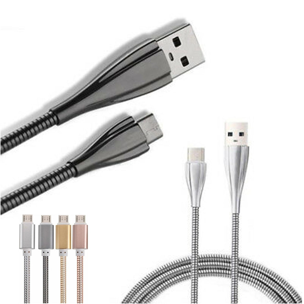 CAVO IN ACCIAIO RICARICA TRASFERIMENTO DATI SMARTPHONE ANDROID PC USB RESISTENTE