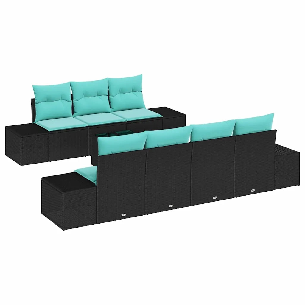 Set Divano da Giardino 8 pz Nero polyrattan 3346976