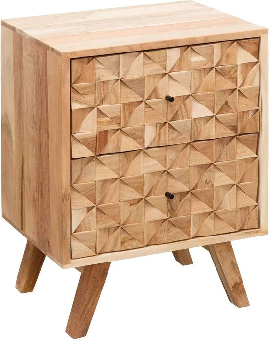 Cassettiera - Cassettiera in Legno di Acacia - Colore Miele - 44 x 61 x 35 cm