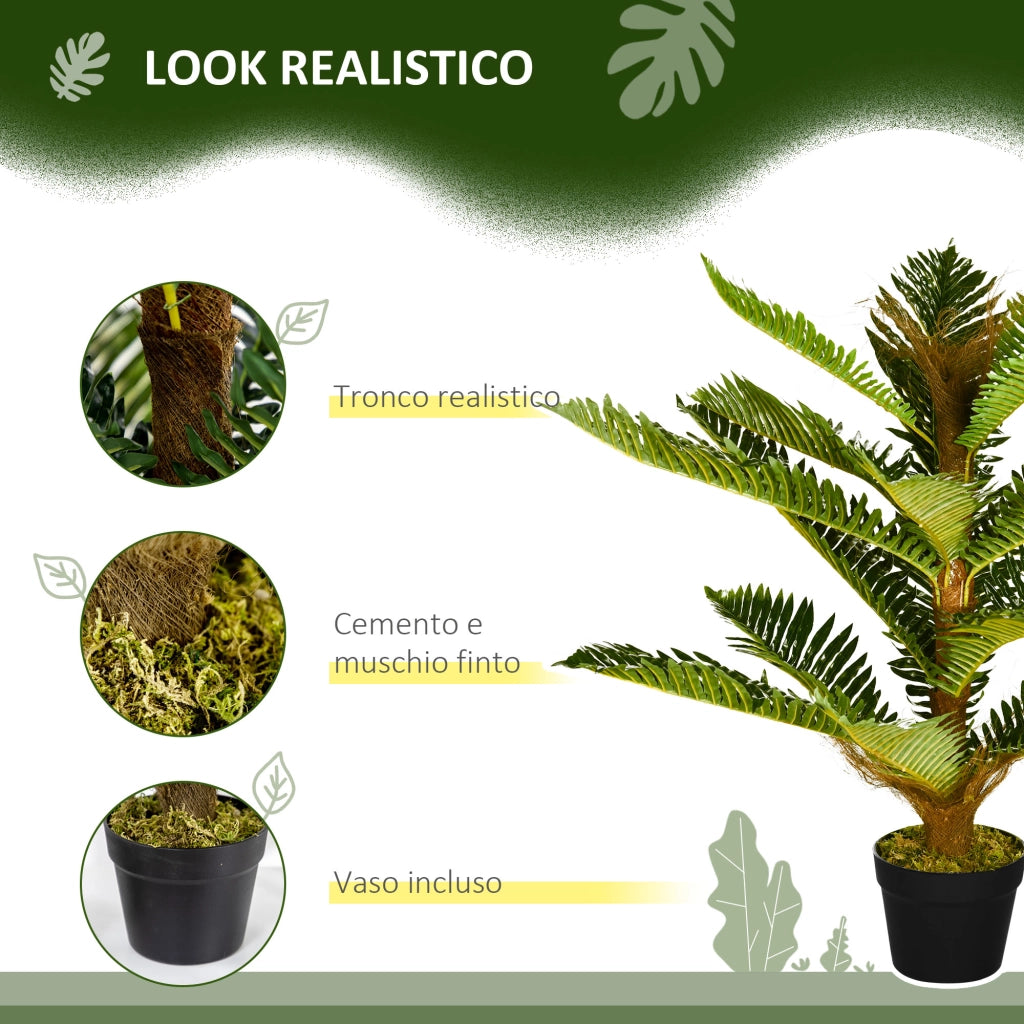 Pianta Palma Artificiale 18 Foglie ¨C zephmum ¨C Verde 85 cm con Vaso