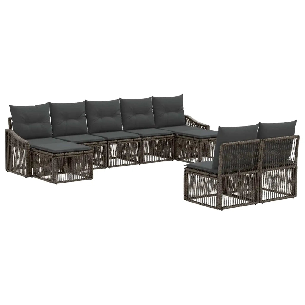 Set Divano da Giardino 9 pz Grigio polyrattan 3436121