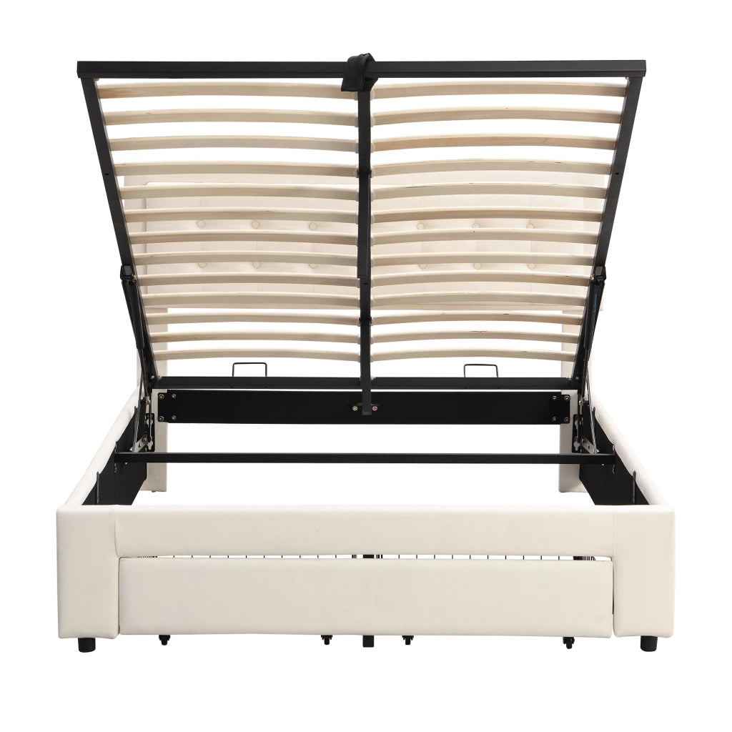 letto imbottito velluto beige 140 x 190 cm